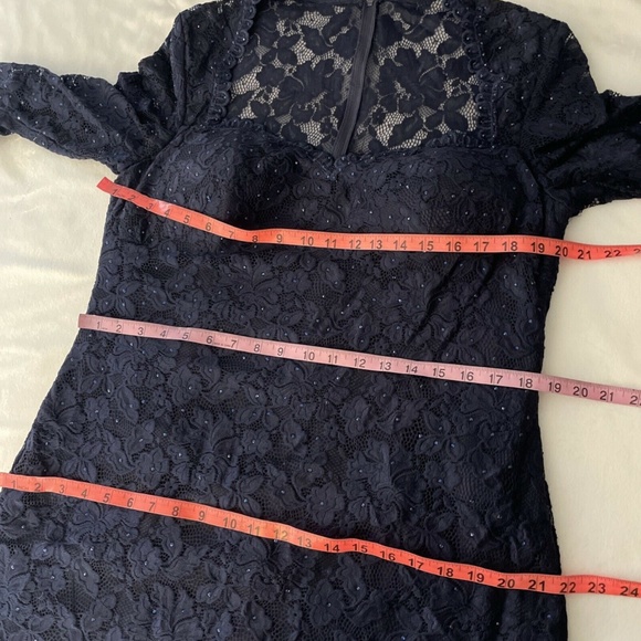 NEW La Femme [ 16 ] Embellished Lace Cocktail Dress in‎ Navy Blue - Picture 3 of 12